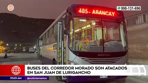 Atacan buses del Corredor Morado en San Juan de Lurigancho. Foto y video: América Noticias