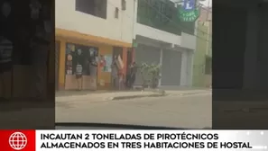 San Juan de Lurigancho: Incautan 2 toneladas de pirotécnicos almacenados en 3 habitaciones de hostal. Video: América