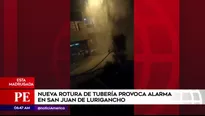 Tubería rota en San Juan de Lurigancho. América Noticias