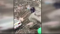 Vehículo se despistó en asentamiento humano. Foto: captura de TV