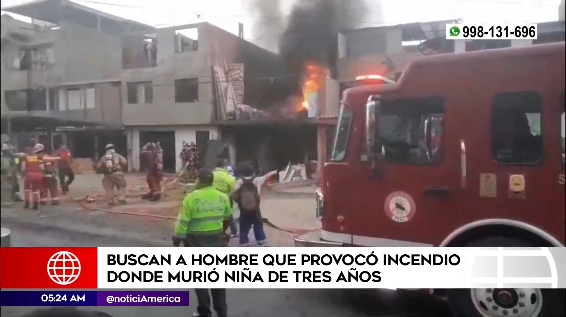 Buscan a hombre que provocó incendio donde murió niña en San Juan de Miraflores. Foto: América Noticias