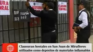 Clausuran hostales utilizados como depósitos. Foto: captura de TV