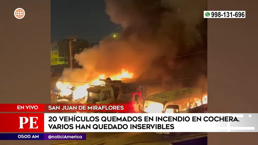 San Juan de Miraflores: Incendio consumió vehículos en cochera de mercado