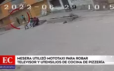San Juan de Miraflores: Mesera utilizó mototaxi para robar televisor y utensilios de cocina de pizzería - Noticias de televisor