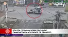 San Juan de Miraflores: Policía terminó en techo de camioneta en accidente de tránsito