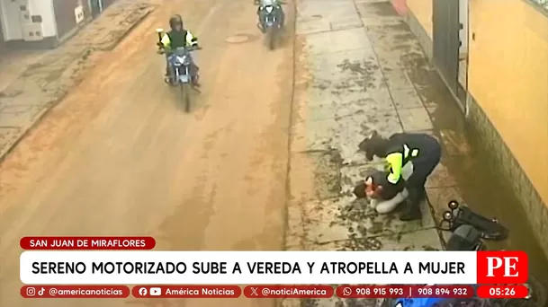 Sereno sube a vereda y atropella a mujer en San Juan de Miraflores. Foto: América Noticias Sereno sube a vereda y atropella a mujer en San Juan de Miraflores. Foto: América Noticias