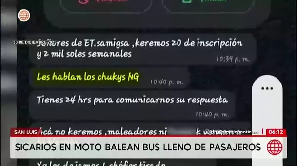 San Luis: Extorsionadores balean bus de la empresa La Verde/ América Noticias