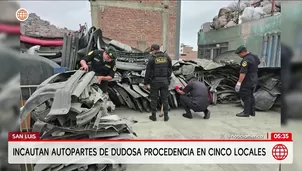 San Luis: Incautan autopartes de dudosa procedencia en San Jacinto. Foto y video: América Noticias