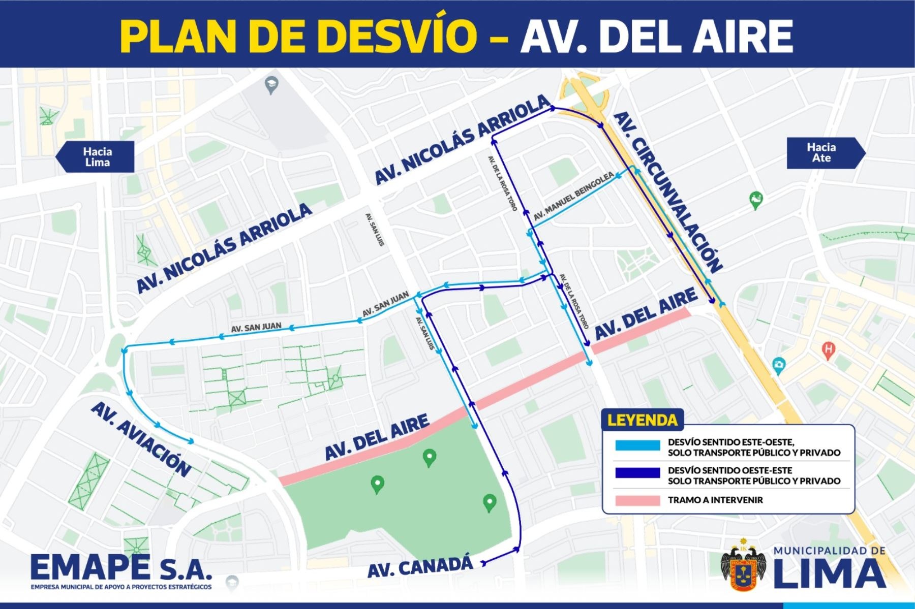 San Luis: Hoy lunes 13 de mayo inicia el desvío vehicular por obras en la avenida del Aire