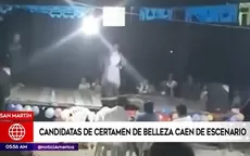San Martín: Candidatas de certamen de belleza caen de escenario - Noticias de balon-de-gas