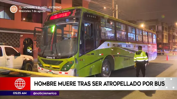 Hombre murió tras ser atropellado por bus en San Martín de Porres. Foto: América Noticias