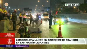 Motociclista falleció en accidente de tránsito en San Martín de Porres. Foto y video: América Noticias 