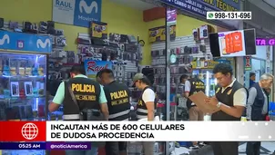 Operativo contra celulares de dudosa procedencia. Foto y video: América Noticias