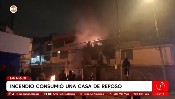 Incendio destruye casa de reposo y deja solo daños materiales en San Miguel. Foto: América Noticias