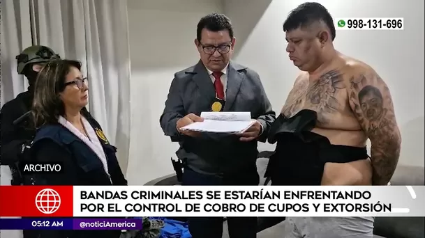 Bandas criminales enfrentadas por cobro de cupos y extorsión. Foto: América Noticias