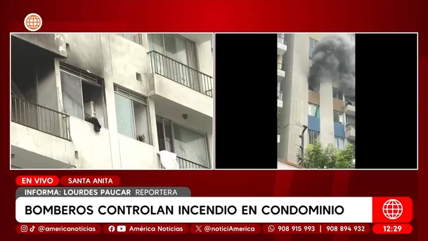 Vecinos escapan por paredes para salvarse de incendio en Santa Anita. Foto: América Noticias