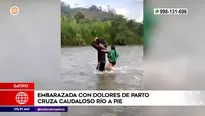 Embarazada cruzó río a pie en Satipo. Foto y video: América Noticias