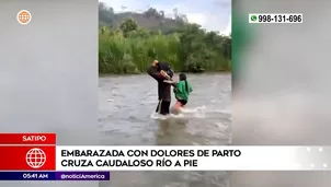 Embarazada cruzó río a pie en Satipo. Foto y video: América Noticias