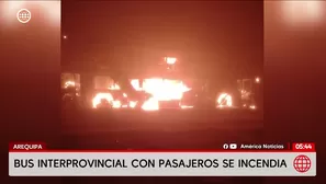 Se incendia bus con pasajeros en Arequipa. Foto y video: América Noticias