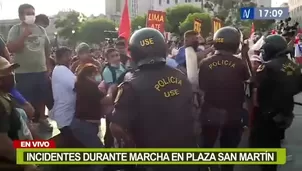 Se reportaron incidentes durante marcha por la vacancia a Pedro Catillo en plaza San Martín