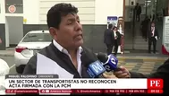 Un sector de transportistas no reconocen acta firmada con la PCM