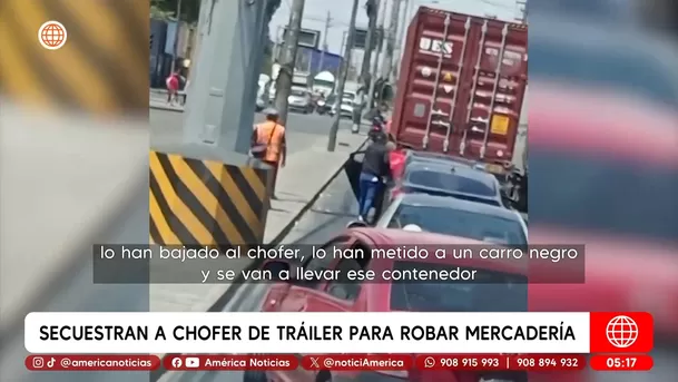 Secuestran a chofer de tráiler para robar mercadería en el Cercado de Lima. Foto: América Noticias Secuestran a chofer de tráiler para robar mercadería en el Cercado de Lima. Foto: América Noticias