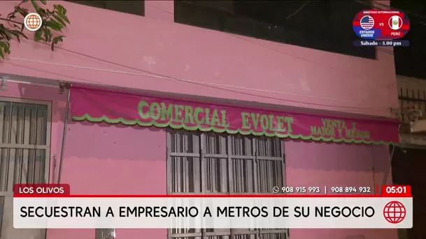 Secuestran a empresario cerca de su local en Los Olivos. Foto: América Noticias Secuestran a empresario cerca de su local en Los Olivos. Foto: América Noticias
