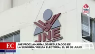 JNE proclamaría los resultados de la segunda vuelta electoral el 20 de julio