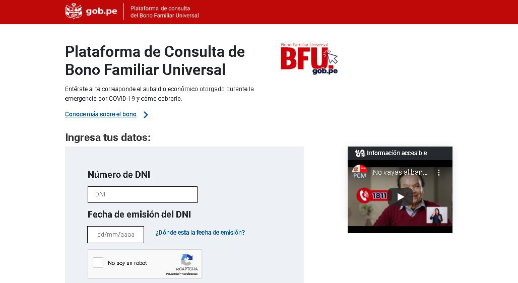 Web para comprobar si es beneficiario del bono