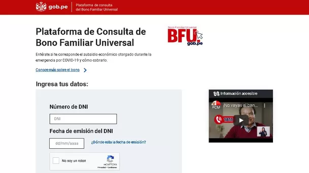 Web para comprobar si es beneficiario del bono