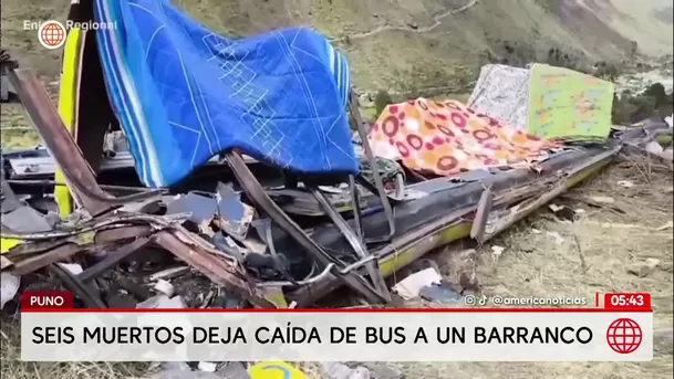 Seis muertos tras caída de bus a un barranco en Puno. Foto: América Noticias
