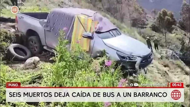 Seis muertos tras caída de bus a un barranco en Puno. Foto: América Noticias