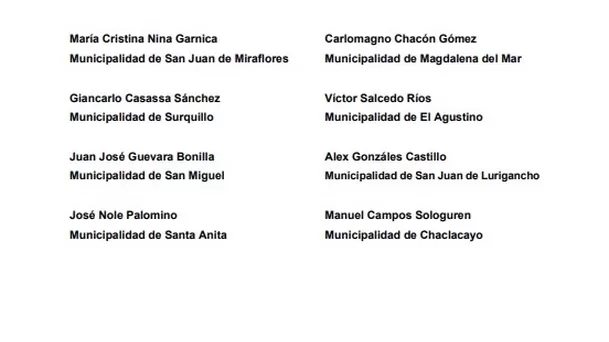 Carta remitida por más de 15 alcaldes sobre declaraciones de Paz de la Barra.