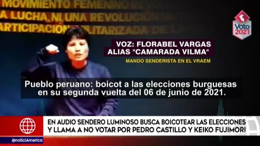 Sendero pide en un audio boicotear elecciones y no votar por Keiko, ni Castillo