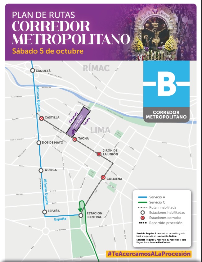 Señor de Los Milagros: Conoce el plan de rutas del transporte