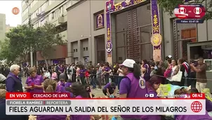 Decenas de fieles llegaron desde las primeras horas de este sábado 3 de octubre a los exteriores del Santuario de Las Nazarenas, en el Centro de Lima, para esperar la salida del Señor de los Milagros, cuyo primer recorrido procesional del mes morado está previsto para este mediodía./ Video: América Noticias