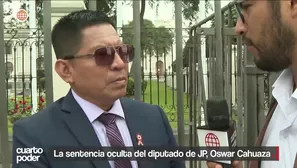 El diputado por Ucayali de Juntos por el Perú, Oswar Cahuaza, omitió en su hoja de vida una condena por presentar un certificado de estudios falso para lograr una plaza docente. Video: Cuarto Poder