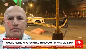 Sereno muere al chocar su moto contra cisterna en Cercado de Lima. Foto y video: América Noticias