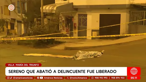 Sereno que abatió a delincuente fue liberado en Villa María del Triunfo. Foto: América Noticias