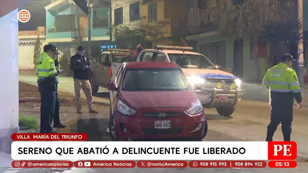 Sereno que abatió a delincuente fue liberado en Villa María del Triunfo. Foto: América Noticias
