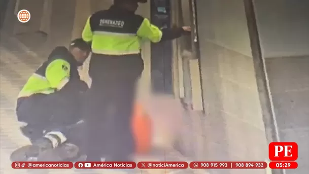 Serenos se apropian de dinero frente a cajero en Huaraz. Foto: América Noticias