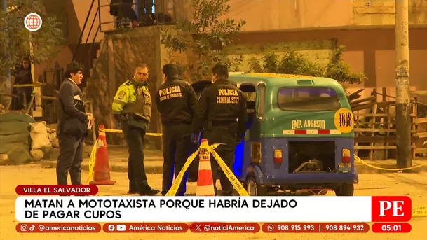 Sicario asesina a mototaxista que habría dejado de pagar cupos en Villa El Salvador. Foto: América Noticias Sicario asesina a mototaxista que habría dejado de pagar cupos en Villa El Salvador. Foto: América Noticias