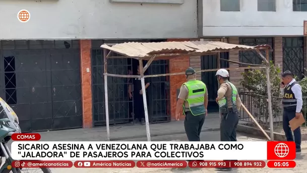 Sicario asesina a venezolana que trabajaba como jaladora de pasajeros para colectivos en Comas. Foto: América Noticias Sicario asesina a venezolana que trabajaba como jaladora de pasajeros para colectivos en Comas. Foto: América Noticias