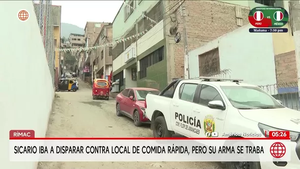 Sicario intenta disparar contra negocio de comida en el Rímac. Foto: América Noticias