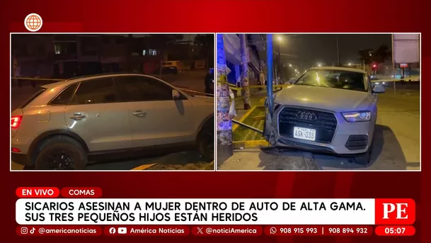 Sicarios asesinan a mujer en auto de alta gama en Comas. Foto: América Noticias