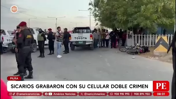 Sicarios graban con celular doble crimen en Sullana en plena vía pública/ América Noticias Sicarios graban con celular doble crimen en Sullana en plena vía pública/ América Noticias