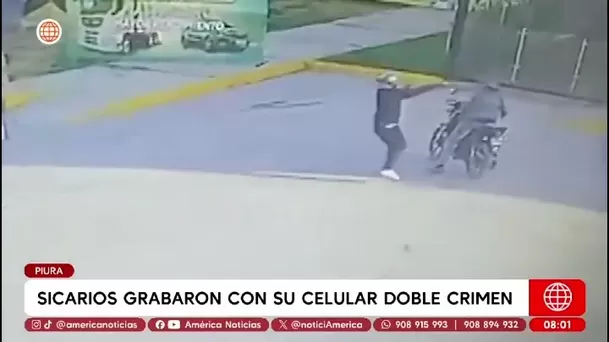 Sicarios graban con celular doble crimen en Sullana en plena vía pública/ América Noticias Sicarios graban con celular doble crimen en Sullana en plena vía pública/ América Noticias