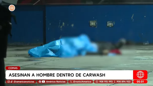 Asesinan a hombre dentro de carwash en Comas. Foto: América Noticias