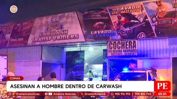 Asesinan a hombre dentro de carwash en Comas. Foto: América Noticias