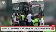 Sicarios matan a mujer en bus por disputa de casas
